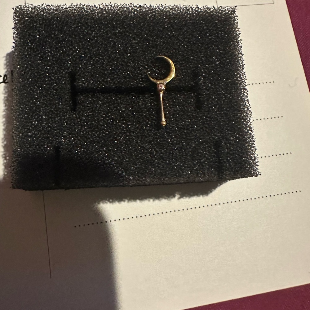 Gold and Pink Crescent Earrings - Picture 5 of 5